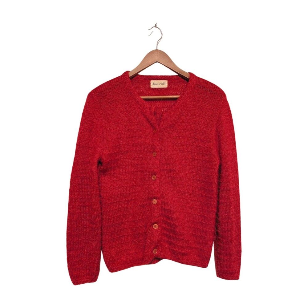 Vintage Womens Jane Irwill Mohair 50s Button Front Red Cardigan Sweater XS/S